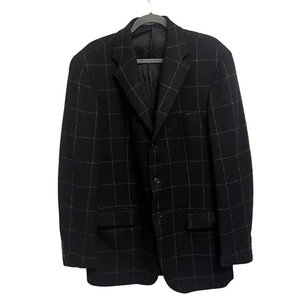 Ralph Lauren Made in Italy Virgin Wool Kent Windowpane Sport Coat Size 42 Large